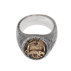 HUTAN RING | 925 STERLING SILVER W/BRASS EMBLEM - JewelryLab