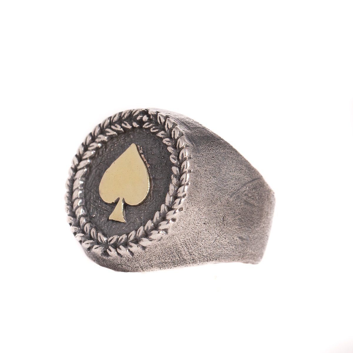 ACE OF SPADES RING 925 STERLING SILVER W/BRASS EMBLEM JEWELRYLAB