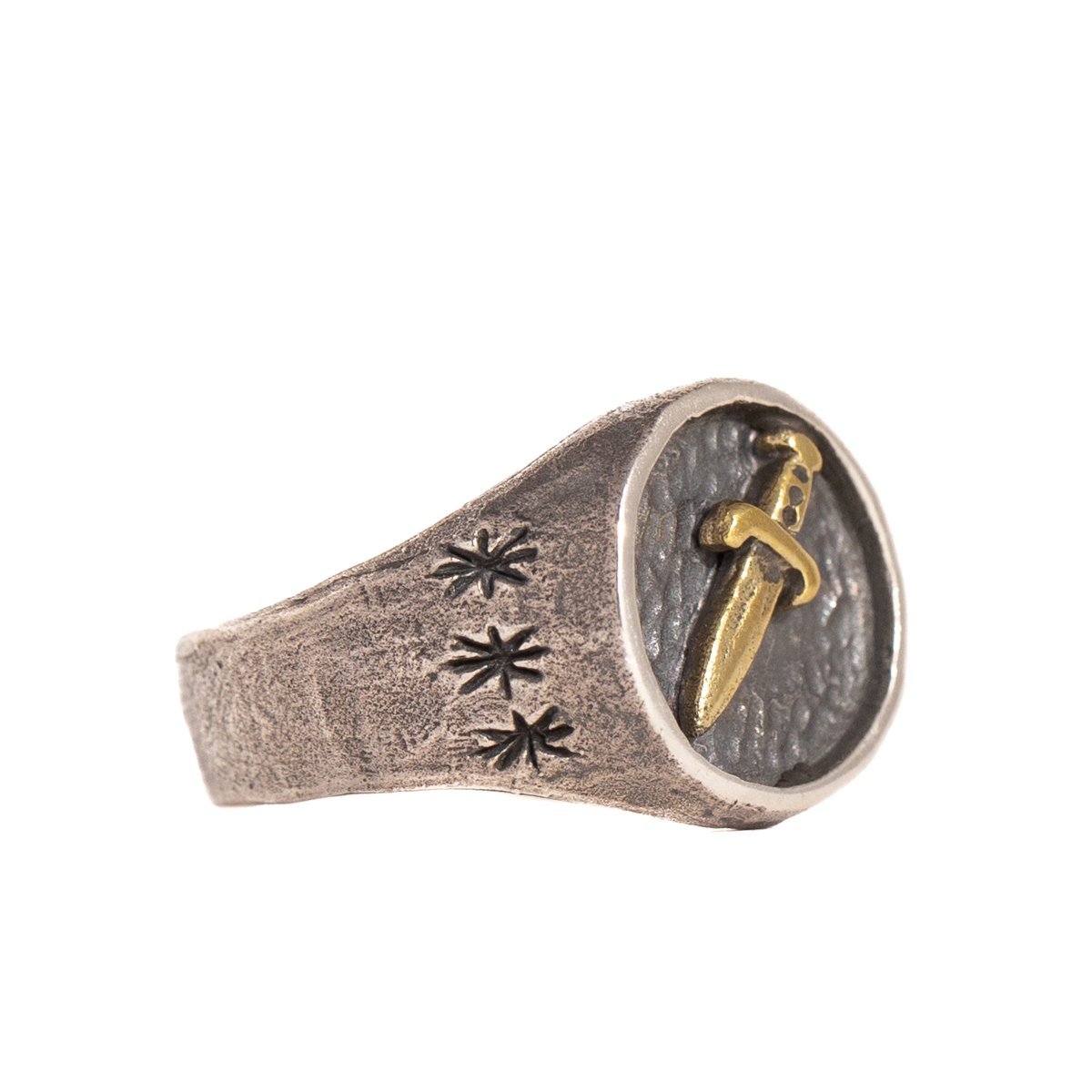 MIXED METAL DAGGER RING | 925 STERLING SILVER & BRASS