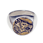 WOLF RING | 925 STERLING SILVER W/BRASS EMBLEM