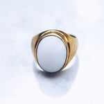 WHITE MARBLE RING | BRASS
