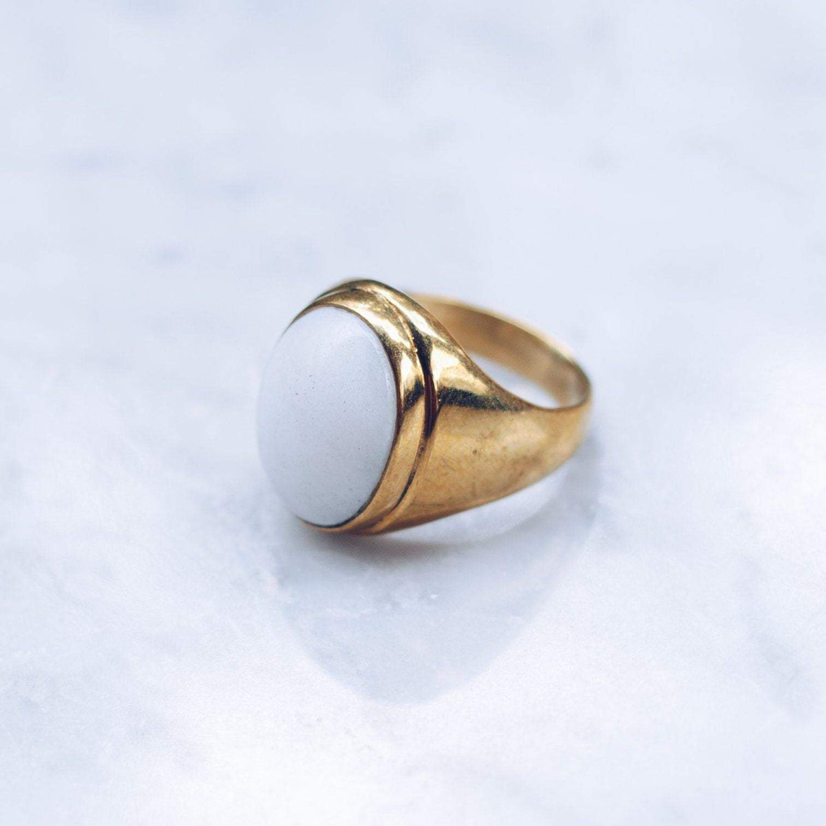 WHITE MARBLE RING | 24K GOLD PLATED
