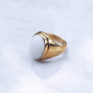 WHITE MARBLE RING | 24K GOLD PLATED - JewelryLab