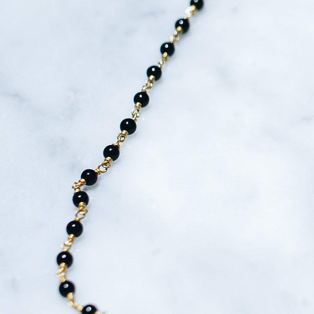 BLACK ONYX & 24K GOLD PLATED NECKLACE