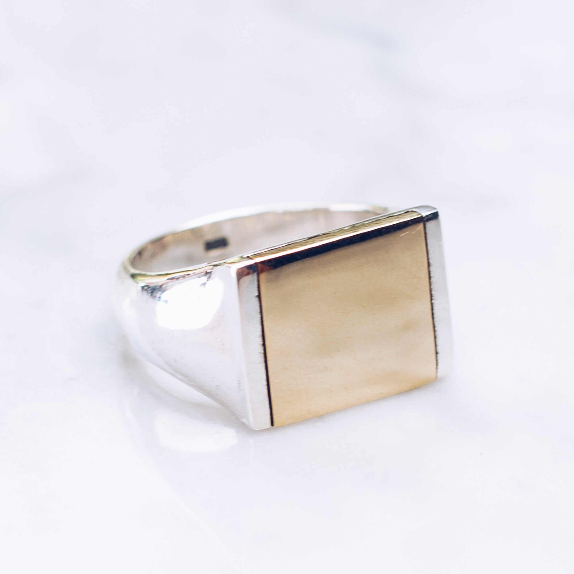 MIXED METAL FLAT TOP RING | 925 STERLING SILVER & BRASS