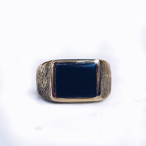 Black Onyx Ethnic Jewelry Brass Handmade Ring US Size 8 R-4284