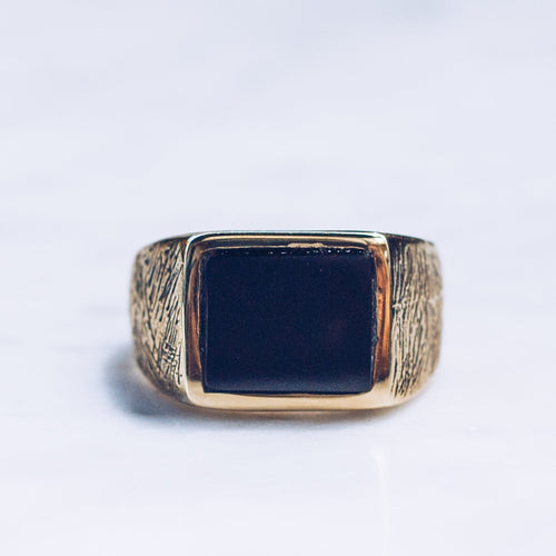 BLACK ONYX STONE RING | BRASS - JewelryLab