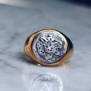 JAGUAR RING | BRASS W/925 STERLING SILVER EMBLEM - JewelryLab