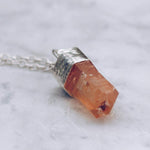 TANGERINE CRYSTAL PENDANT NECKLACE | 925 STERLING SILVER
