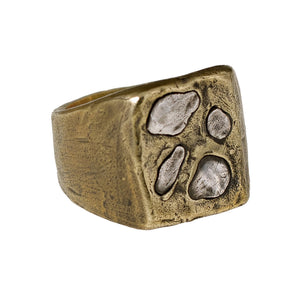 LARGE ABSTRACT RING | BRASS W/ 925 STERLING SILVER EMBEDDED - JewelryLab