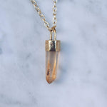 TANGERINE CRYSTAL PENDANT NECKLACE | 24K GOLD PLATED
