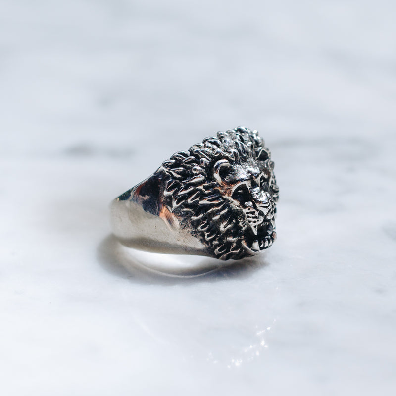 Lion Head Ring - Lion Signet Ring - Silver Lion Ring – Adina Stone Jewelry
