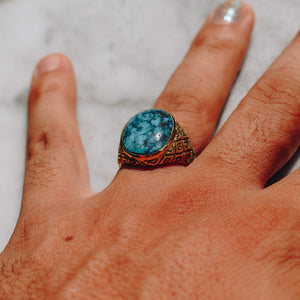 TURQUOISE CLASSIC INDO RING SNAKE DESIGN | BRASS - JewelryLab