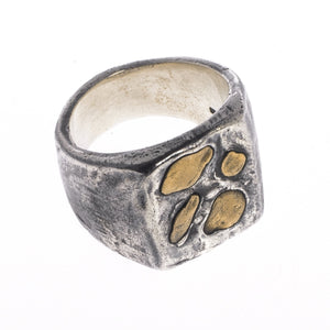 LARGE ABSTRACT RING | 925 STERLING SILVER W/ BRASS EMBEDDED - JewelryLab