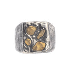 LARGE ABSTRACT RING | 925 STERLING SILVER W/ BRASS EMBEDDED