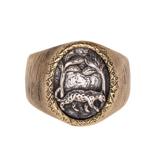 HUTAN RING | BRASS W/925 STERLING SILVER EMBLEM - JewelryLab