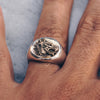 WOLF RING | 925 STERLING SILVER W/BRASS EMBLEM - JewelryLab