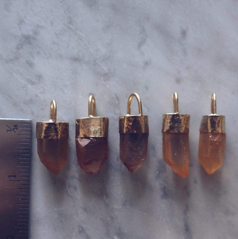 TANGERINE CRYSTAL PENDANT NECKLACE | 24K GOLD PLATED