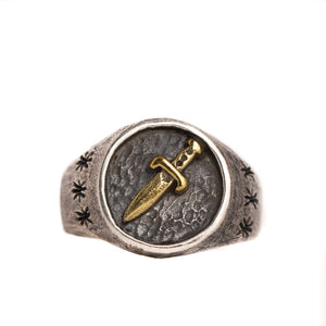 MIXED METAL DAGGER RING | 925 STERLING SILVER & BRASS - JewelryLab