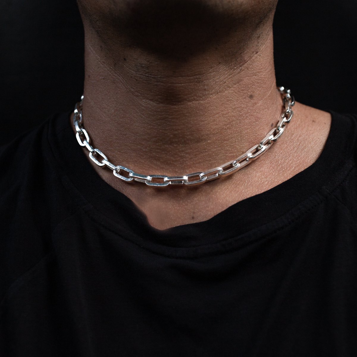 Choker Necklace Mens Chunky Sterling Silver Chain Choker Necklace