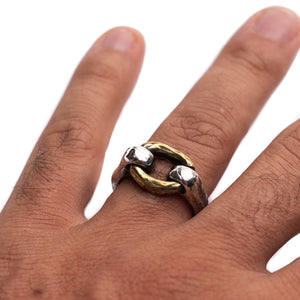 ZAKRA RING MIXED METAL RING | 925 STERLING SILVER & BRASS – JEWELRYLAB